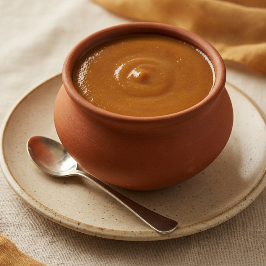Mishti doi — thick sweet yogurt in a terracotta clay pot